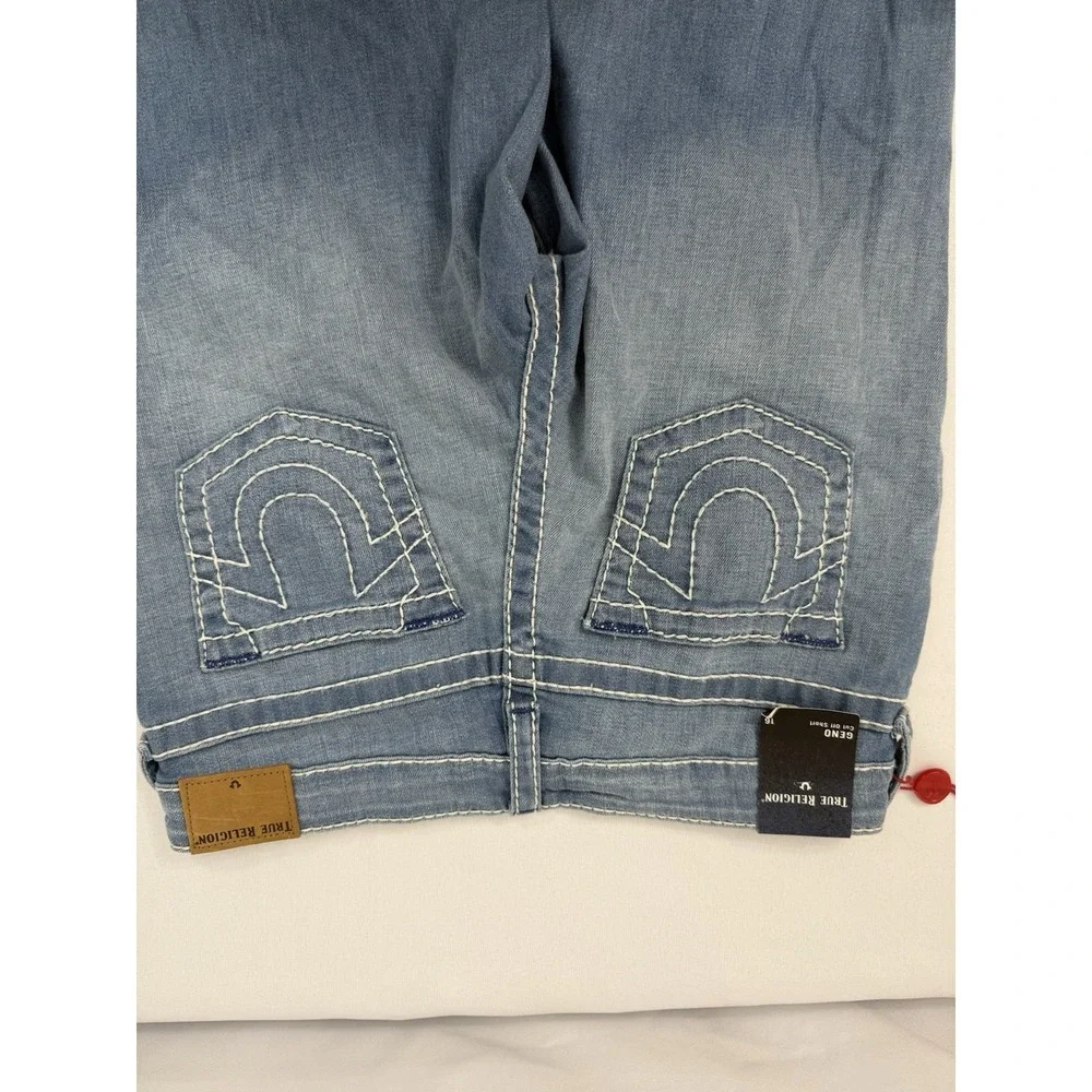 NWT True Religion Geno‎ Cut Off Short Youth Boys 16 Blue Denim